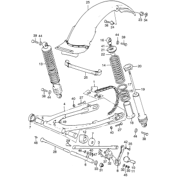 SWINGARM + REAR SHOCK ABSORBER + REAR FENDER