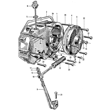 RIGHT CRANKCASE COVER + KICK STARTER ARM
