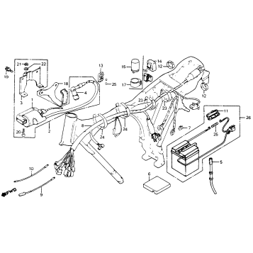WIRE HARNESS + IGNITION COIL + BATTERY