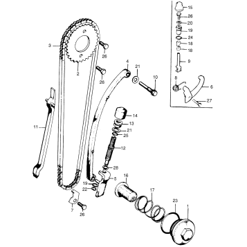 CAM CHAIN TENSIONER + OIL FILTER SCREEN