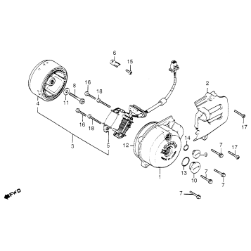 LEFT CRANKCASE COVER + ALTERNATOR