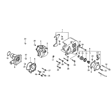 LEFT CRANKCASE COVER + WATER PUMP