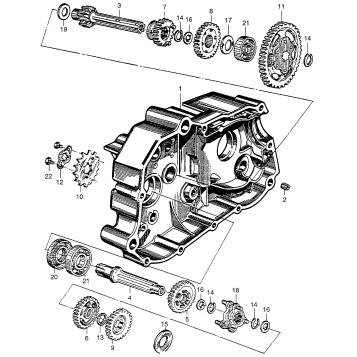 TRANSMISSION + LEFT CRANKCASE
