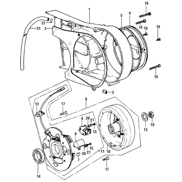 LEFT CRANKCASE COVER + ALTERNATOR