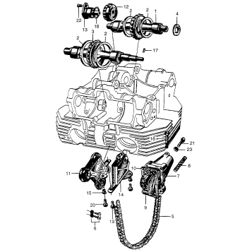 CAMSHAFT + CAM CHAIN TENSIONER
