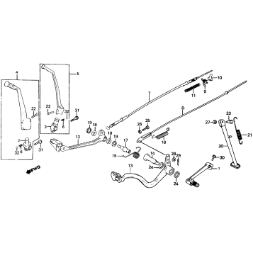 GEARSHIFT PEDAL + KICK STARTER ARM + BRAKE PEDAL