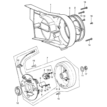 LEFT CRANKCASE COVER + GENERATOR