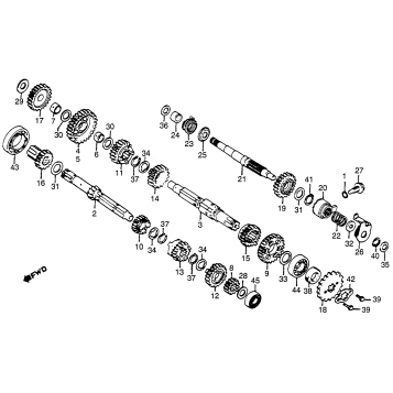 TRANSMISSION + KICK STARTER SPINDLE