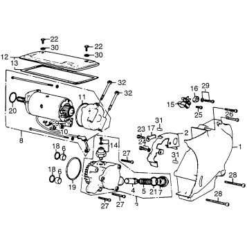 LEFT CRANKCASE COVER + STARTING MOTOR