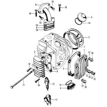 CYLINDER HEAD COVER + INLETPIPE + SPARK PLUG