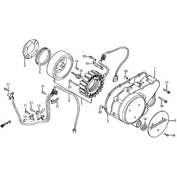 LEFT CRANKCASE COVER + ALTERNATOR