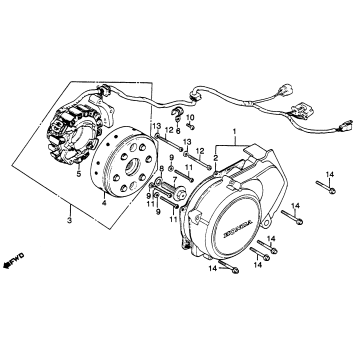 LEFT CRANKCASE COVER + ALTERNATOR