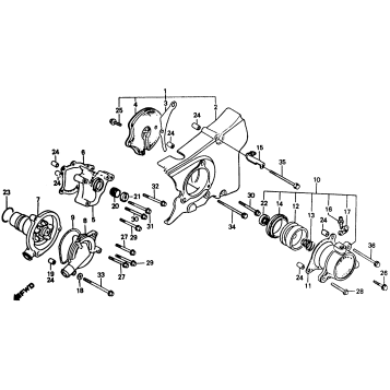 LEFT CRANKCASE COVER + WATER PUMP