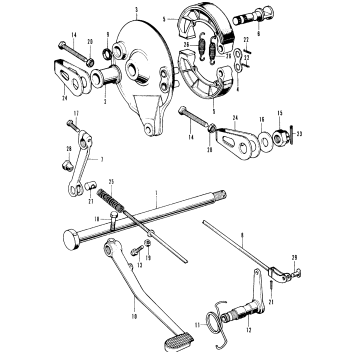 REAR BRAKE PANEL + BRAKE PEDAL