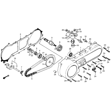 LEFT CRANKCASE COVER + STARTER 79-80