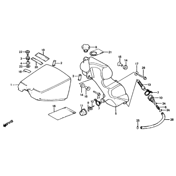 FUEL TANK FRONT COVER + OILTANK