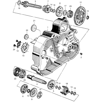 TRANSMISSION + LEFT CRANKCASE