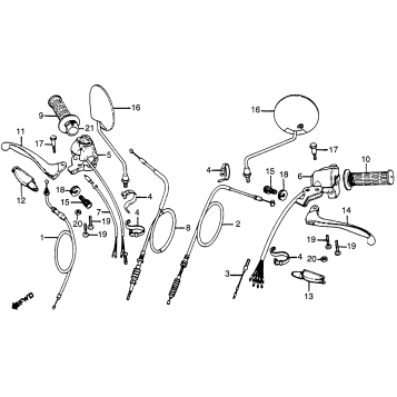 HANDLE LEVER + SWITCHES + CABLES