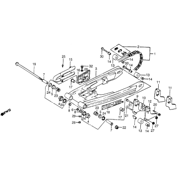 SWINGARM + DRIVE CHAIN 81
