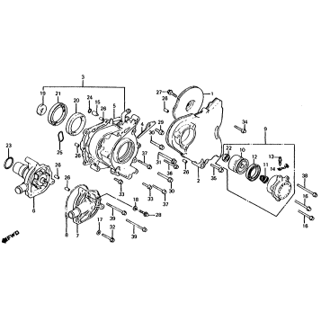 LEFT CRANKCASE COVER + WATER PUMP