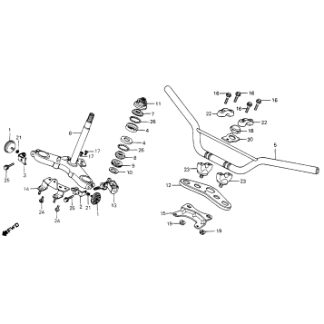 HANDLEBAR + TOP BRIDGE + STEERING STEM 83-85