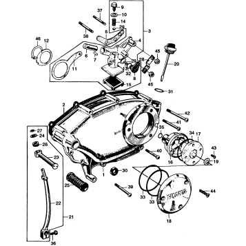 RIGHT CRANKCASE COVER + OILPUMP