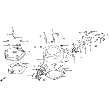 CYLINDER HEAD + CYLINDER + REED VALVE 82