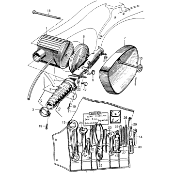 AIR CLEANER + TOOL CASE + TOOLS