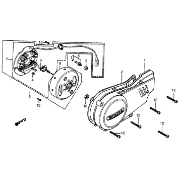 LEFT CRANKCASE COVER + ALTERNATOR