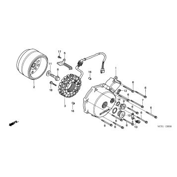 LEFT CRANKCASE COVER + ALTERNATOR