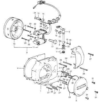 LEFT CRANKCASE COVER + ALTERNATOR