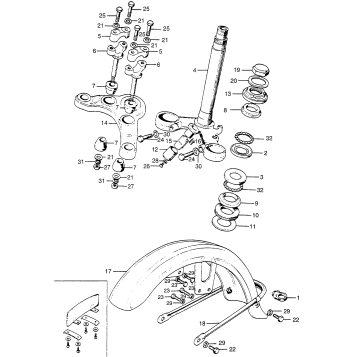 CA175 STEERING STEM + FRONT FENDER