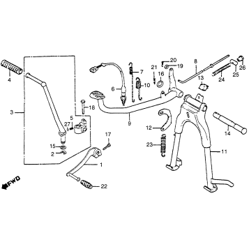 MAIN STAND + ARM + GEARSHIFT PEDAL