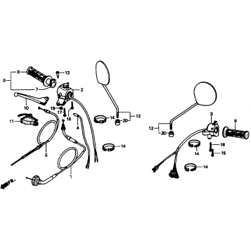 HANDLE SWITCH + CABLES + MIRRORS