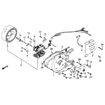 LEFT CRANKCASE COVER + ALTERNATOR
