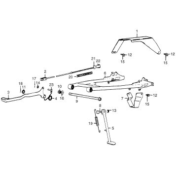 BRAKE PEDAL + SIDE STAND + SWINGARM