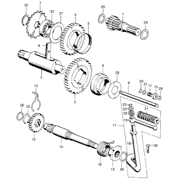 TRANSMISSION + KICK STARTER ARM
