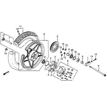 CM450A REAR WHEEL 83