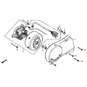 LEFT CRANKCASE COVER + ALTERNATOR