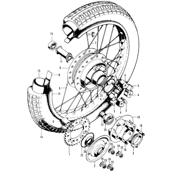 REAR WHEEL + DRIVEN SPROCKET
