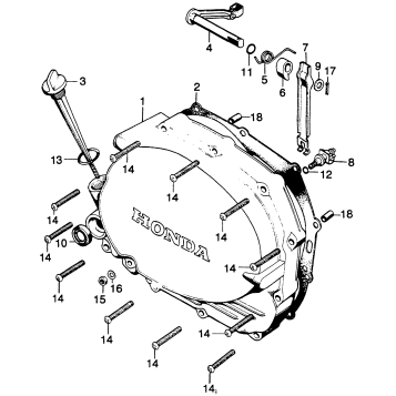 RIGHT CRANKCASE COVER + CLUTCH LEVER