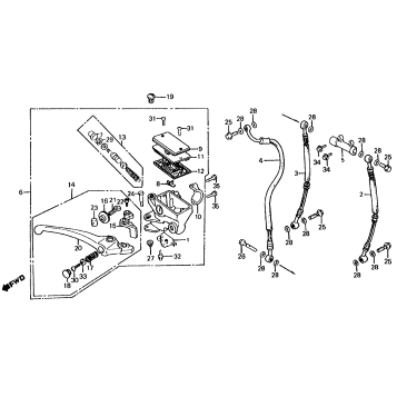 FRONT BRAKE MASTER CYL. + BRAKE CONTROL LEVER