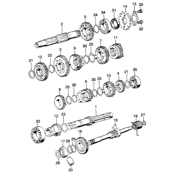 TRANSMISSION + KICK STARTER SPINDLE