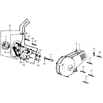 LEFT CRANKCASE COVER + ALTERNATOR