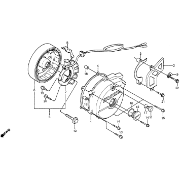 LEFT CRANKCASE COVER + ALTERNATOR
