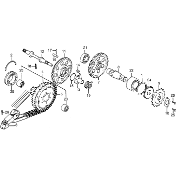 PRIMARY CHAIN + KICK STARTER + FINAL SHAFT