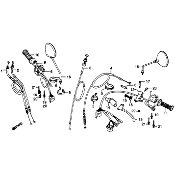 HANDLE LEVER + CABLE + MIRROR