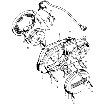 LEFT CRANKCASE COVER + ALTERNATOR