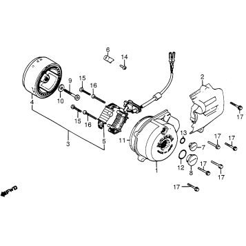 LEFT CRANKCASE COVER + ALTERNATOR
