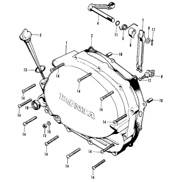 RIGHT CRANKCASE COVER + CLUTCH LEVER